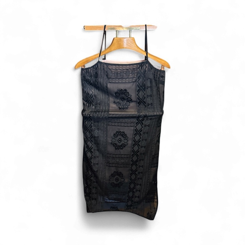 Floreat Slip Dress Luna Black Lace Midi Embroidered Anthropologie small